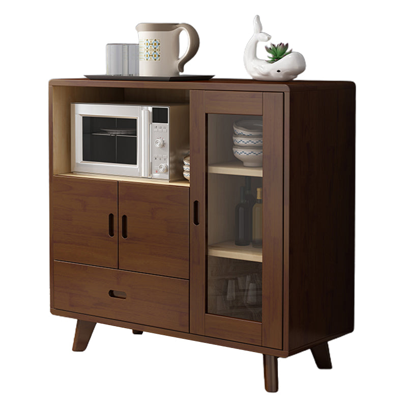 Modern Style Buffet Table Solid Wood 38.8-inch Side Board with Cabinet and Drawers