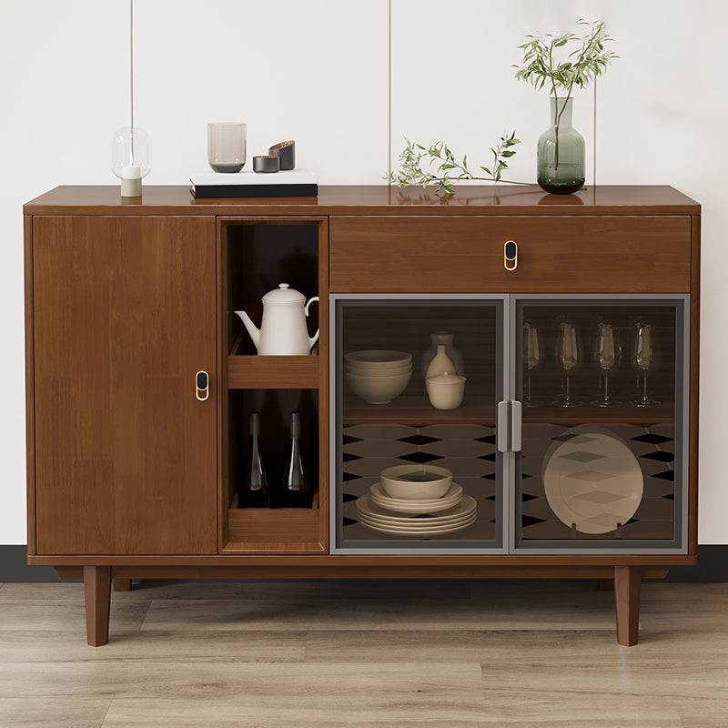 Modern Style Buffet Table Solid Wood Side Board with Cabinets and Drawer