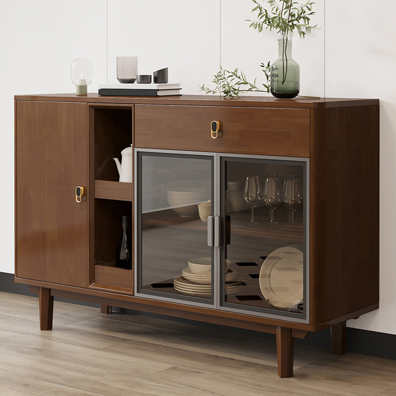 Modern Style Buffet Table Solid Wood Side Board with Cabinets and Drawer