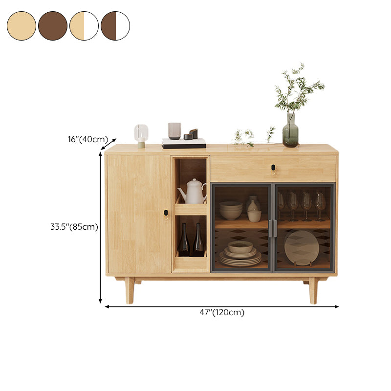 Modern Style Buffet Table Solid Wood Side Board with Cabinets and Drawer