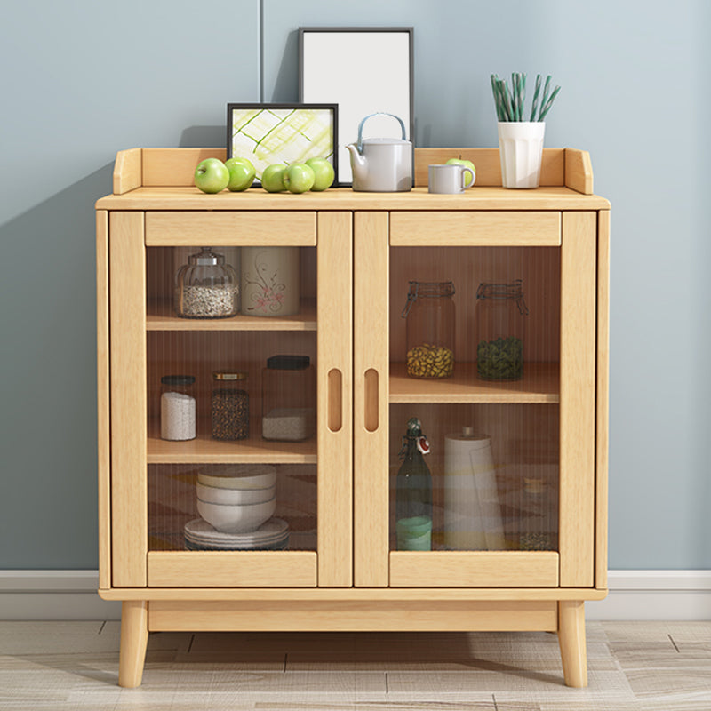 Solid Wood Buffet Table Modern Side Board with Cabinets and Drawers