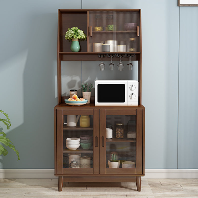 Solid Wood Buffet Table Modern Side Board with Cabinets and Drawers