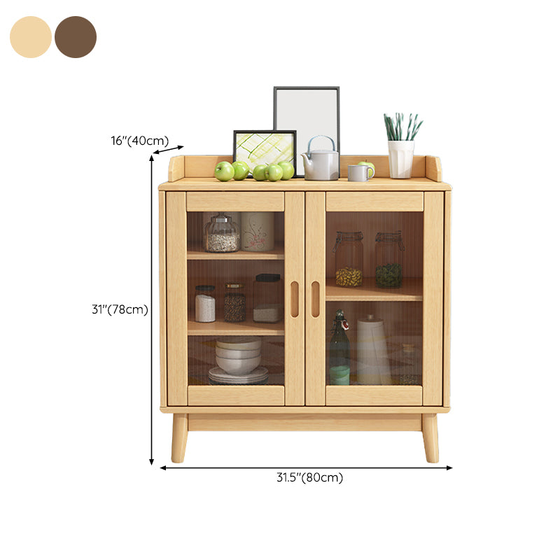 Solid Wood Buffet Table Modern Side Board with Cabinets and Drawers