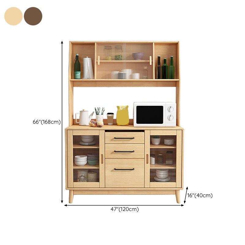 Solid Wood Buffet Table Modern Side Board with Cabinets and Drawers