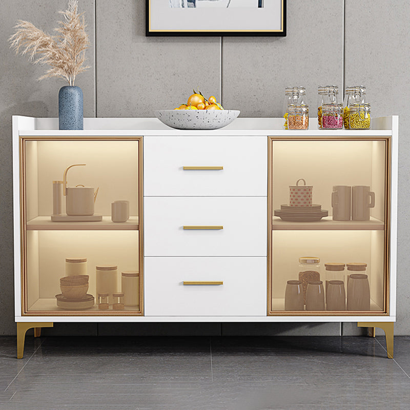 Wood Buffet Table Glam Style Side Board with Cabinets and Drawers