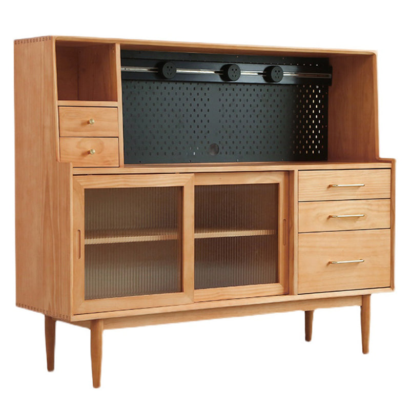 Solid Wood Side Board Modern Buffet Table with Cabinets and Drawers