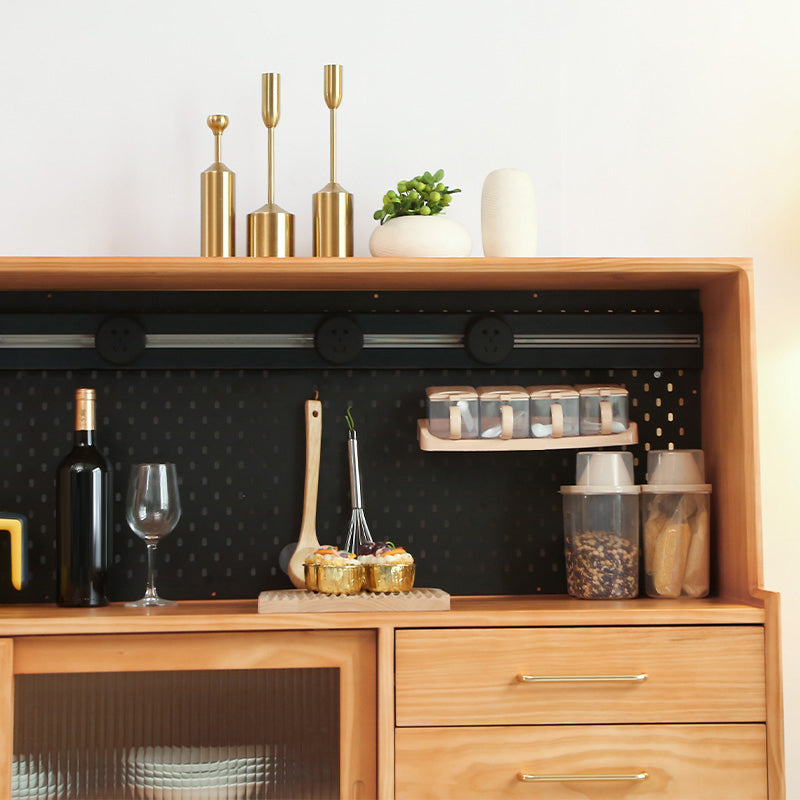 Solid Wood Side Board Modern Buffet Table with Cabinets and Drawers