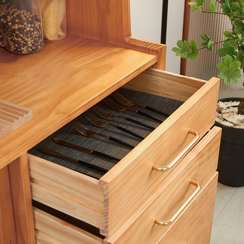 Solid Wood Side Board Modern Buffet Table with Cabinets and Drawers