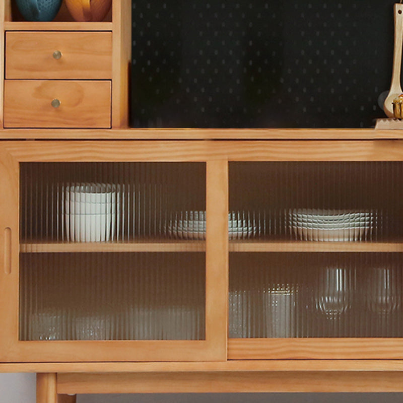 Solid Wood Side Board Modern Buffet Table with Cabinets and Drawers