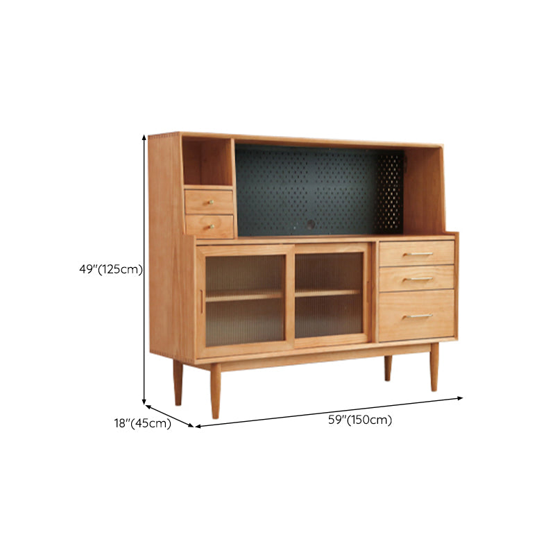 Solid Wood Side Board Modern Buffet Table with Cabinets and Drawers