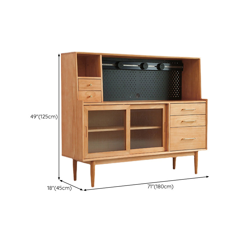 Solid Wood Side Board Modern Buffet Table with Cabinets and Drawers