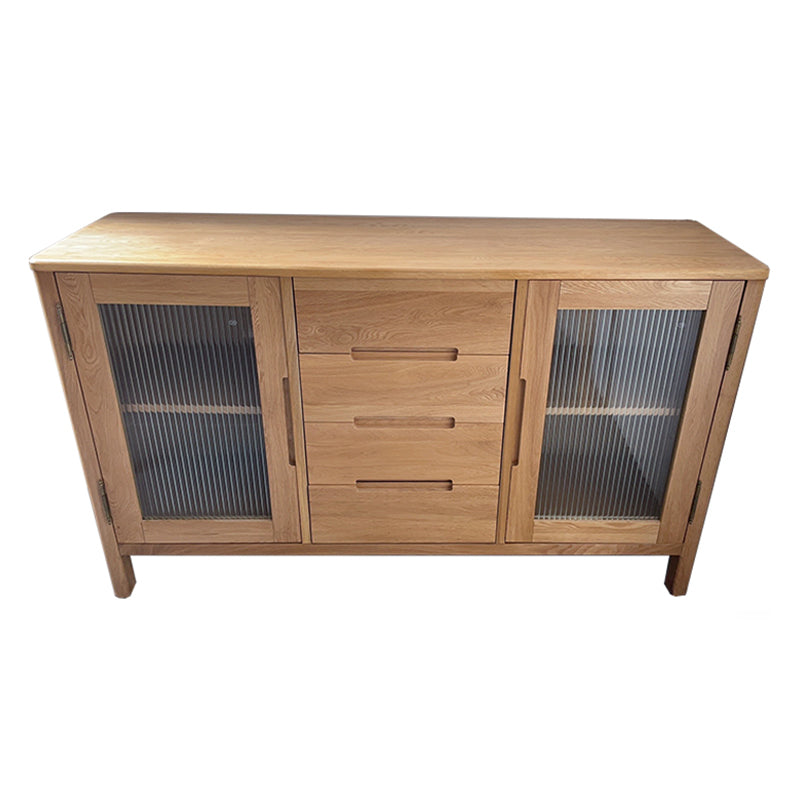 Solid Wood Buffet Table Modern Side Board with Cabinet and Drawers