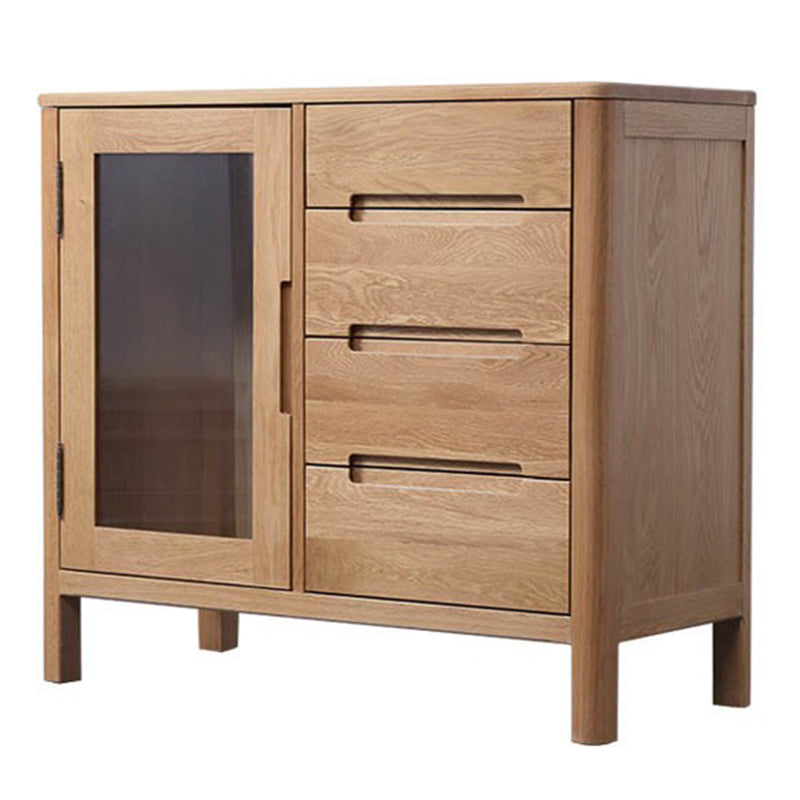 Solid Wood Buffet Table Modern Side Board with Cabinet and Drawers