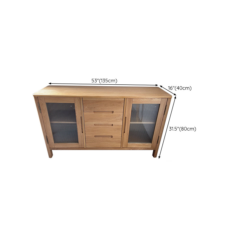 Solid Wood Buffet Table Modern Side Board with Cabinet and Drawers