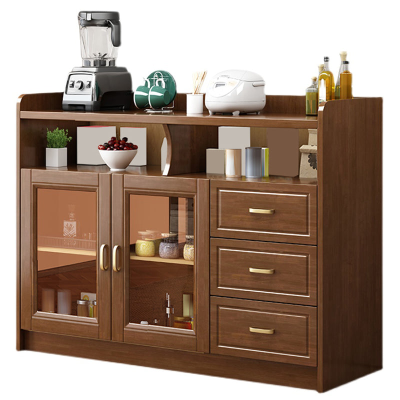 Modern Style Buffet Table Solid Wood Side Board with Cabinet and Drawers