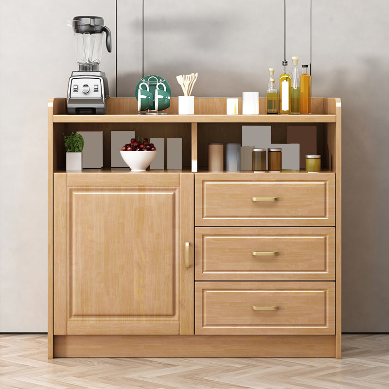 Modern Style Buffet Table Solid Wood Side Board with Cabinet and Drawers