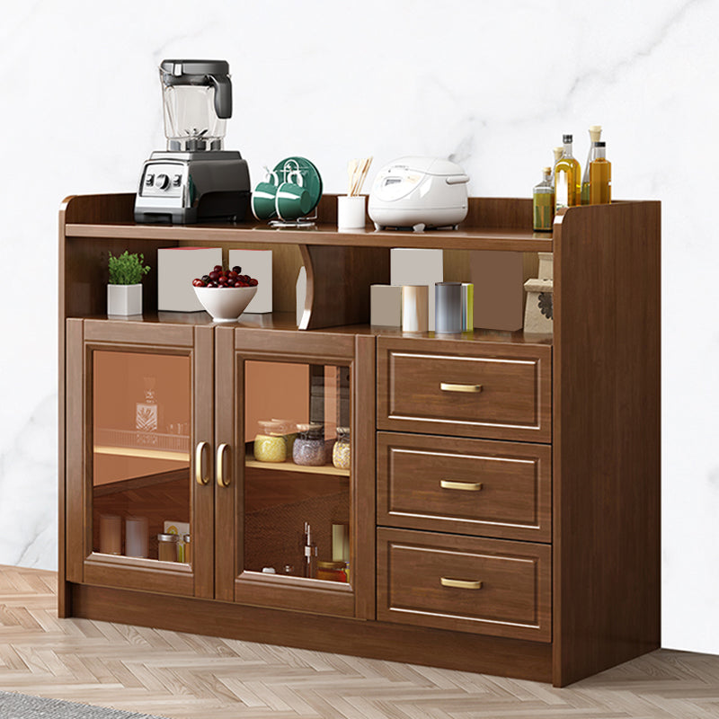 Modern Style Buffet Table Solid Wood Side Board with Cabinet and Drawers