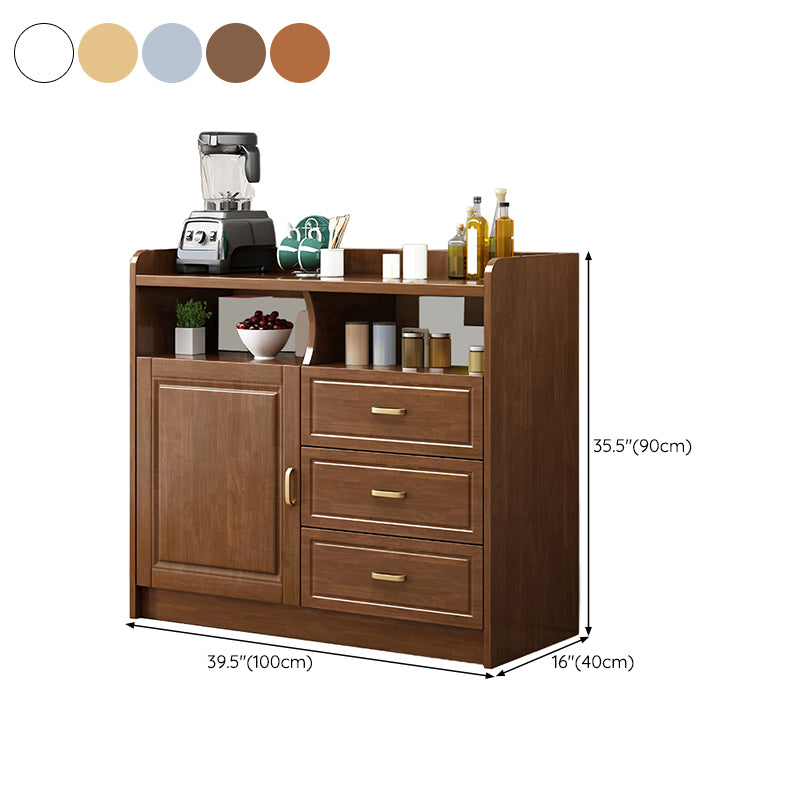 Modern Style Buffet Table Solid Wood Side Board with Cabinet and Drawers