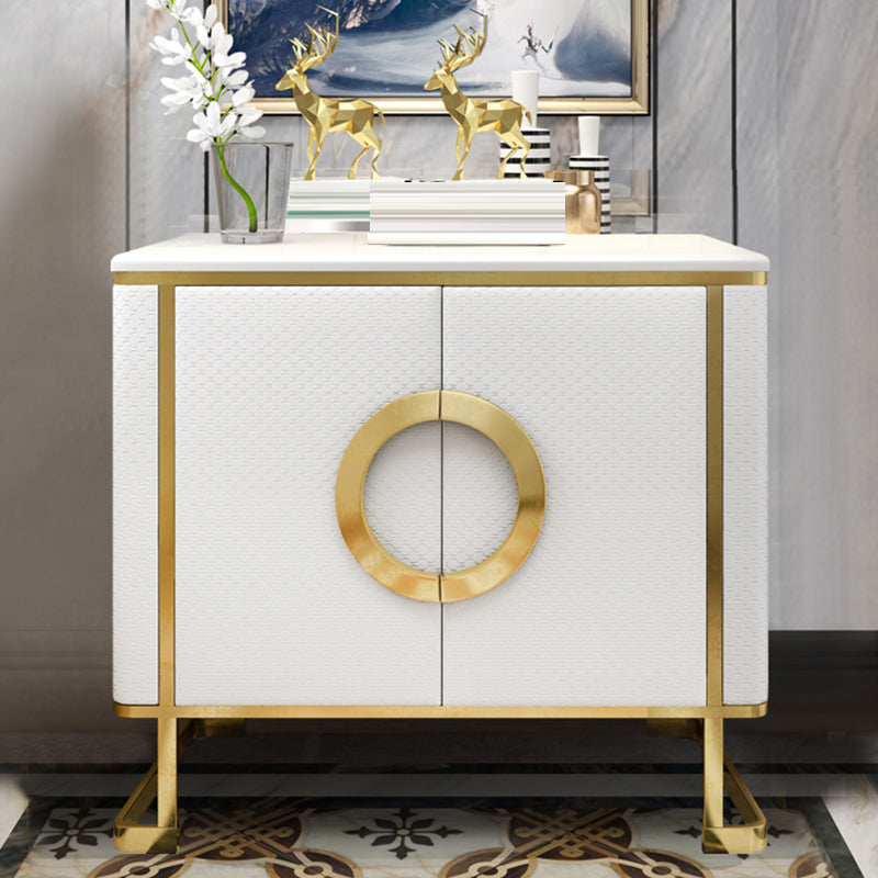 Marble Buffet Table Glam Style Side Board with Cabinets and Drawers