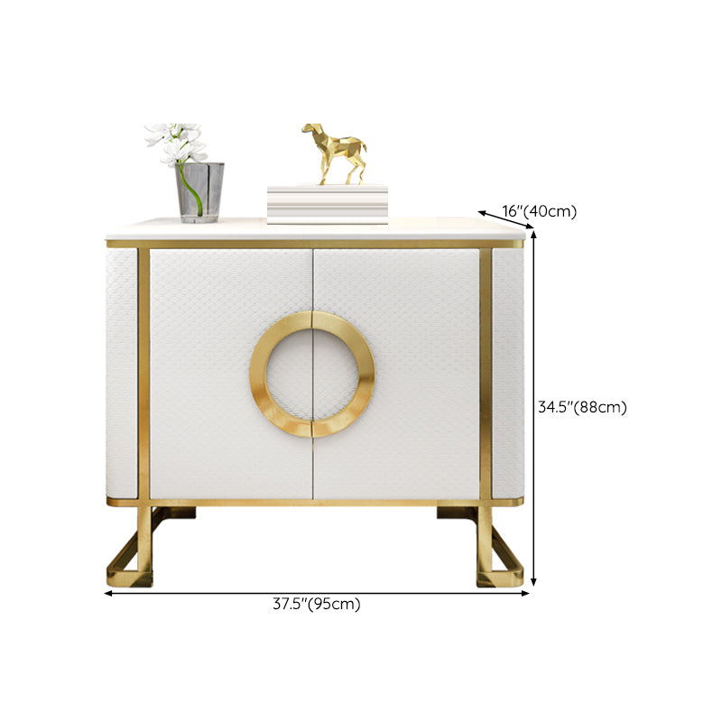 Marble Buffet Table Glam Style Side Board with Cabinets and Drawers