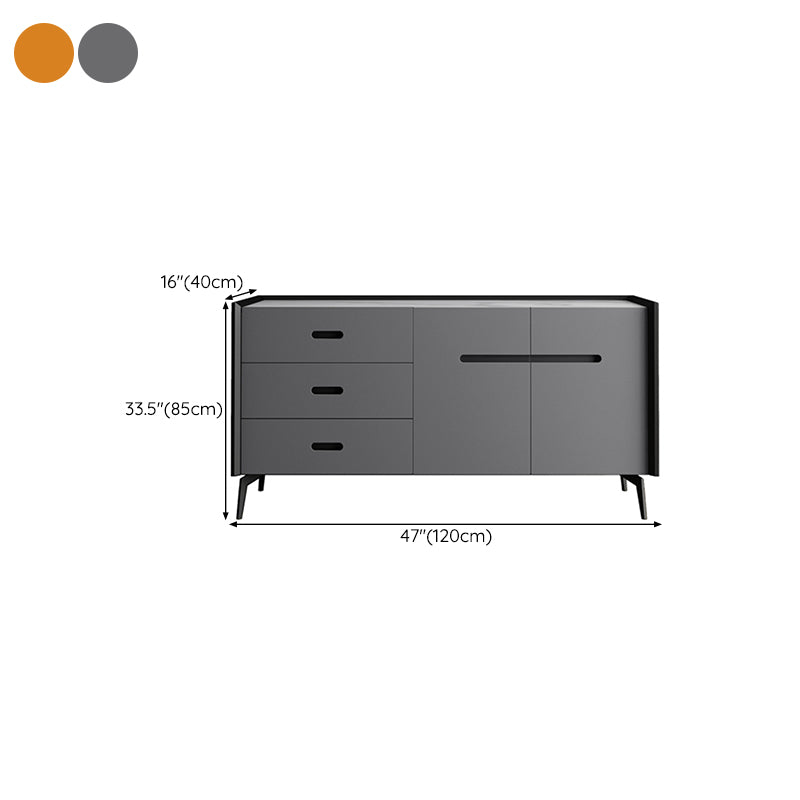 Faux Marble Buffet Table Modern Style Side Board with Cabinets and Drawers