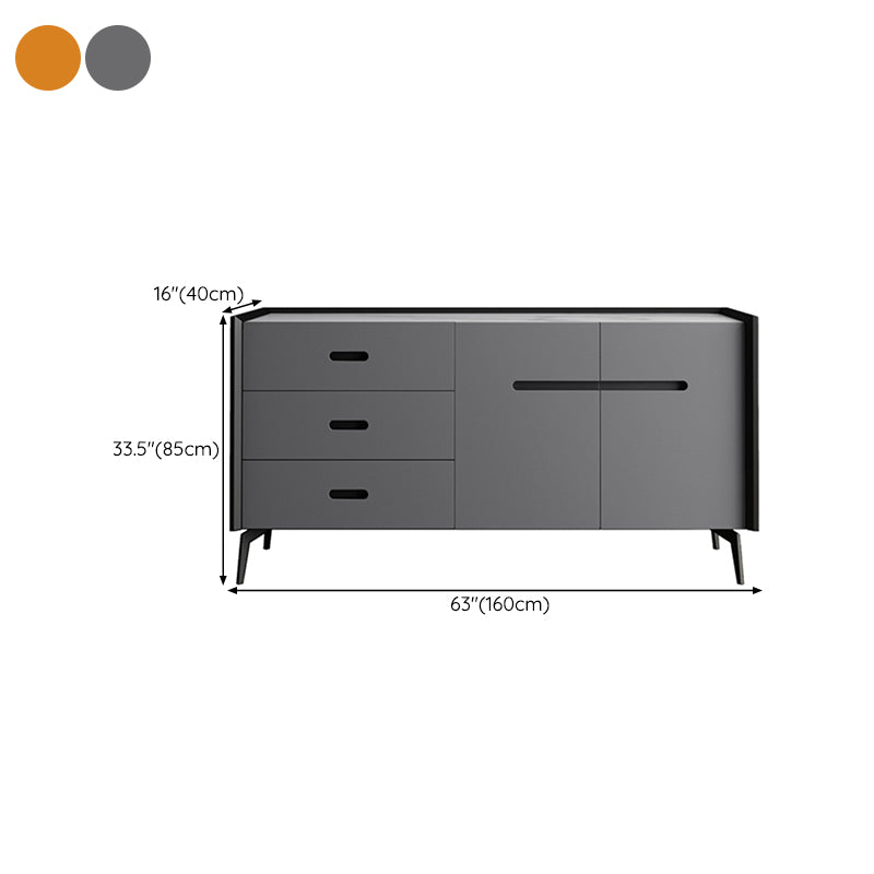 Faux Marble Buffet Table Modern Style Side Board with Cabinets and Drawers