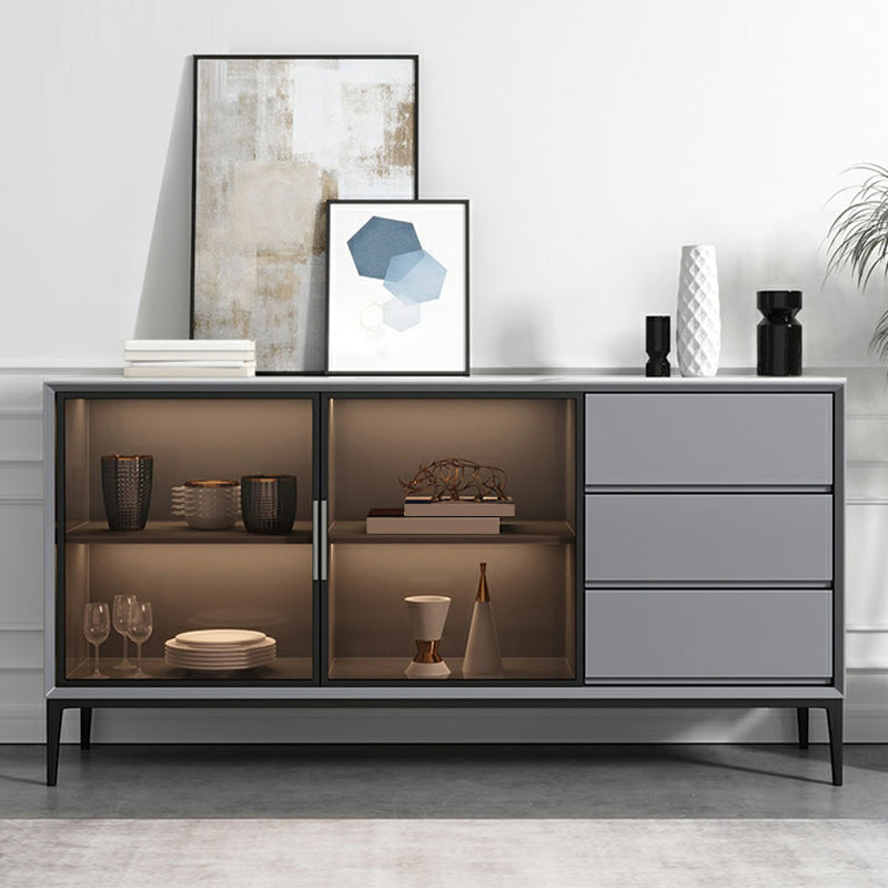 Stone Buffet Table Modern Style Side Board with Cabinets and Drawers