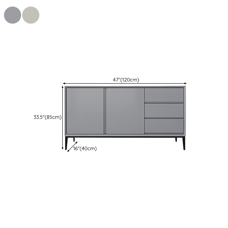 Stone Buffet Table Modern Style Side Board with Cabinets and Drawers