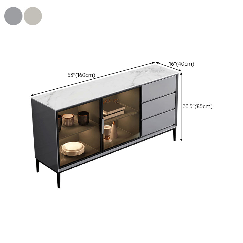 Stone Buffet Table Modern Style Side Board with Cabinets and Drawers