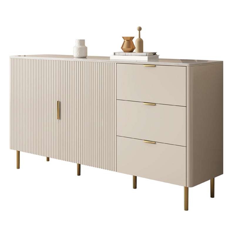 Stone Buffet Table Glam Style Buffet Sideboard with Cabinets and Drawers