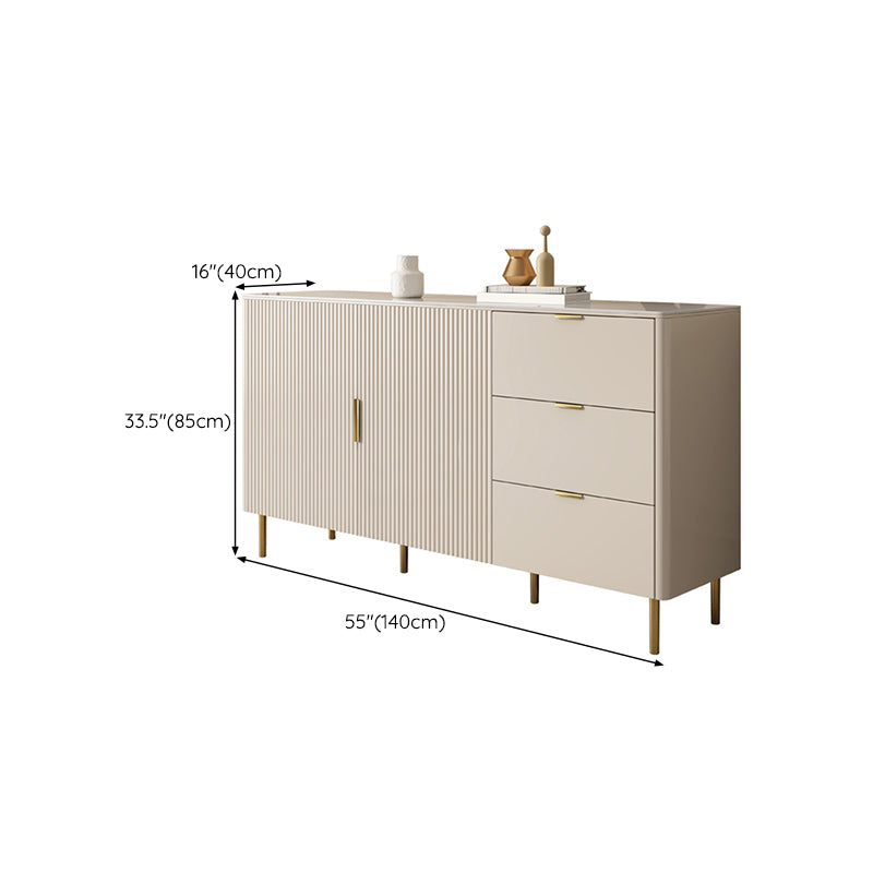 Stone Buffet Table Glam Style Buffet Sideboard with Cabinets and Drawers