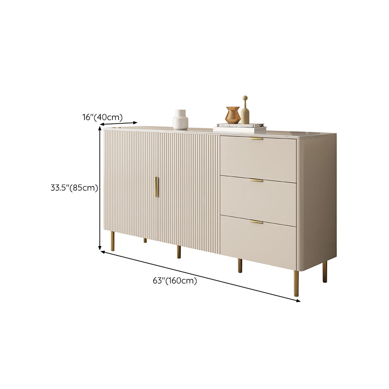 Stone Buffet Table Glam Style Buffet Sideboard with Cabinets and Drawers