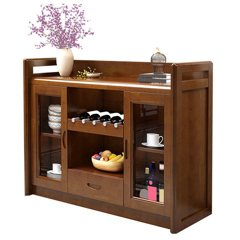 Solid Wood Buffet Table Modern Style Side Board with Cabinets and Drawers