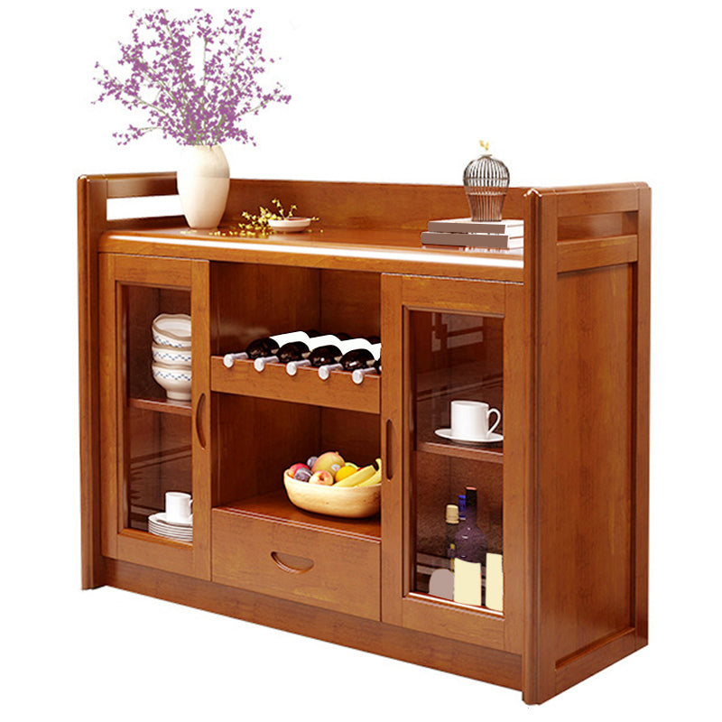 Solid Wood Buffet Table Modern Style Side Board with Cabinets and Drawers