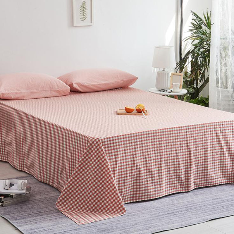 100 Cotton Sheet Set Checkered and Solid Color1or 2 Piece Bed Sheet