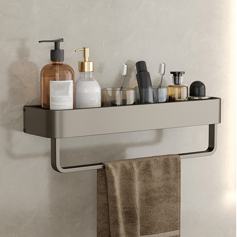 Contemporary Aluminum Bathroom Accessory Set Gray Bath Shelf