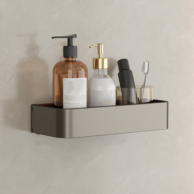 Contemporary Aluminum Bathroom Accessory Set Gray Bath Shelf