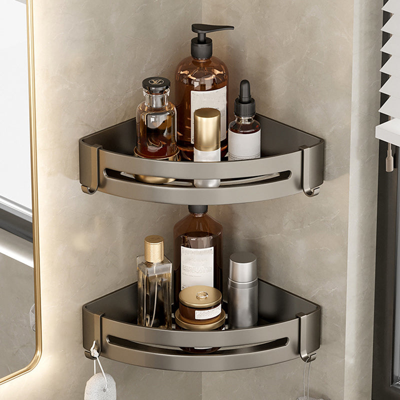 Contemporary Aluminum Bathroom Accessory Set Gray Bath Shelf