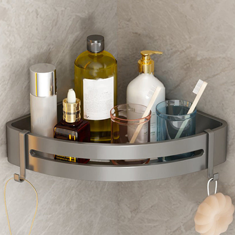 Contemporary Aluminum Bathroom Accessory Set Gray Bath Shelf