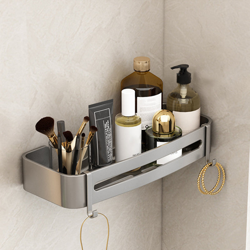 Contemporary Aluminum Bathroom Accessory Set Gray Bath Shelf