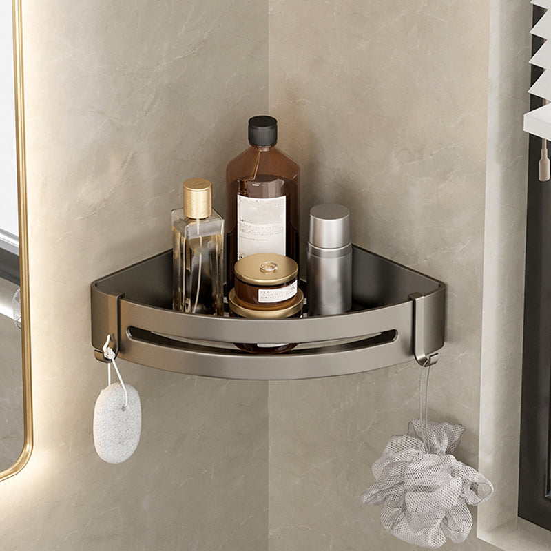 Contemporary Aluminum Bathroom Accessory Set Gray Bath Shelf