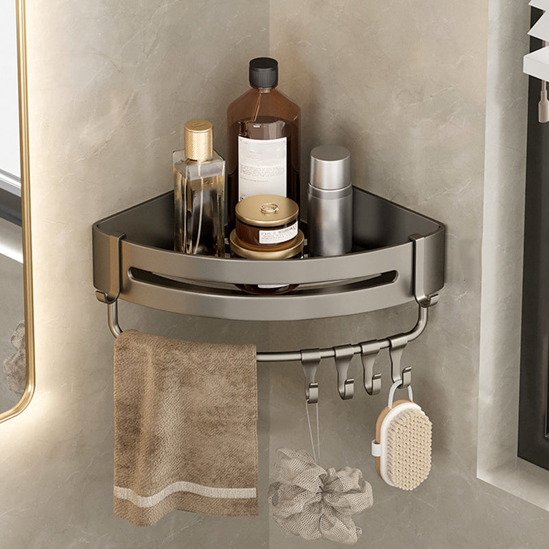 Contemporary Aluminum Bathroom Accessory Set Gray Bath Shelf