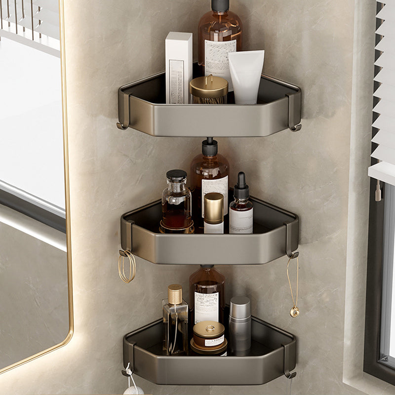 Contemporary Aluminum Bathroom Accessory Set Gray Bath Shelf