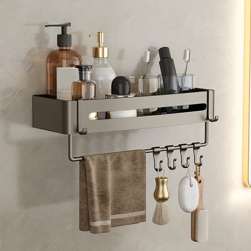 Contemporary Aluminum Bathroom Accessory Set Gray Bath Shelf