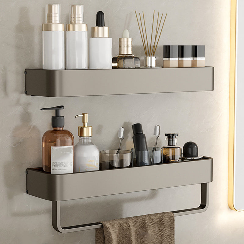 Contemporary Aluminum Bathroom Accessory Set Gray Bath Shelf