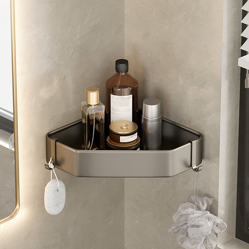 Contemporary Aluminum Bathroom Accessory Set Gray Bath Shelf