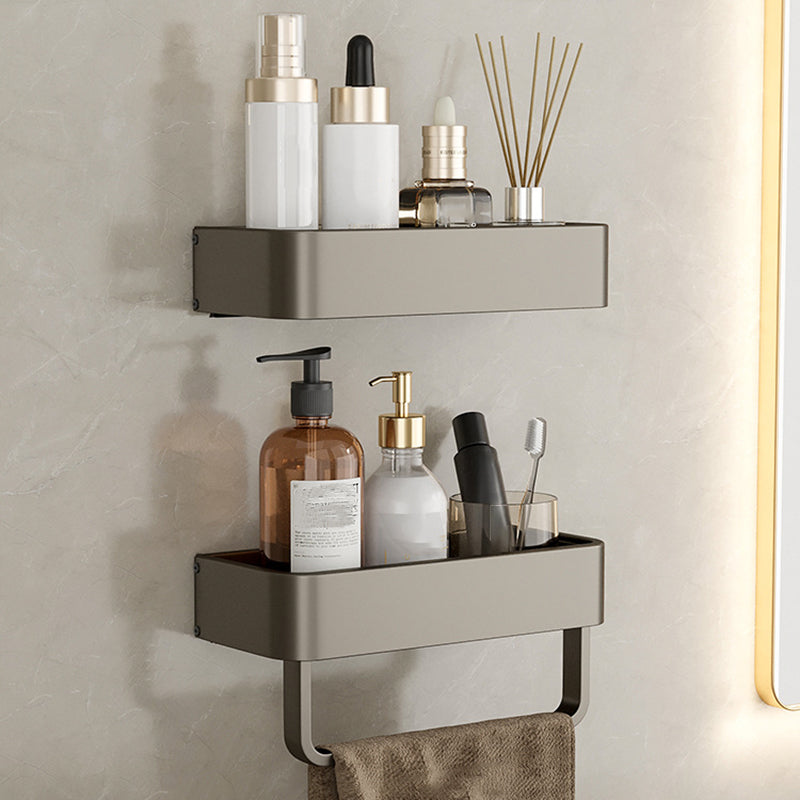 Contemporary Aluminum Bathroom Accessory Set Gray Bath Shelf