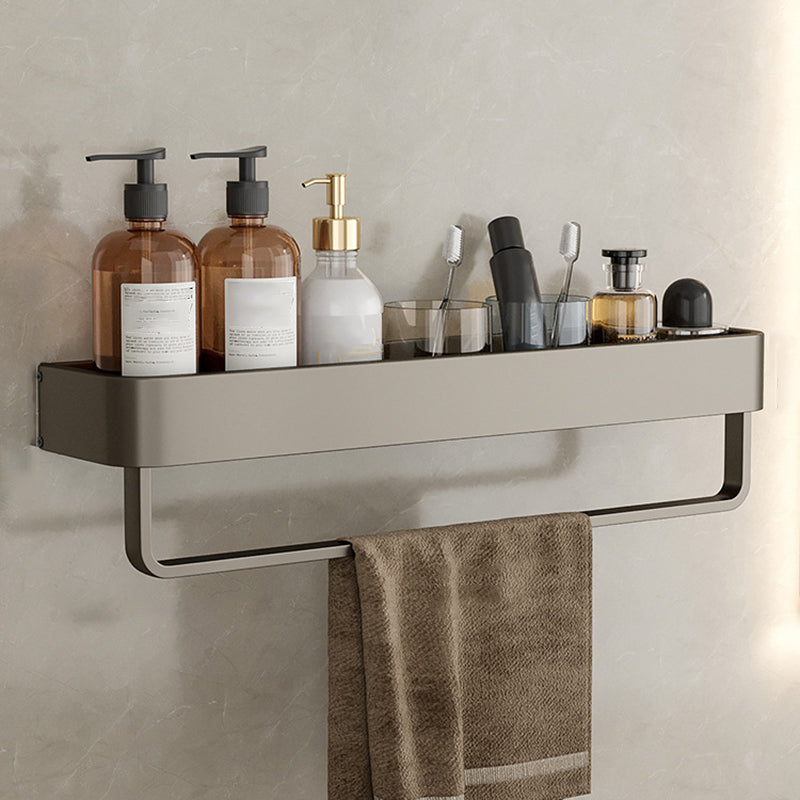 Contemporary Aluminum Bathroom Accessory Set Gray Bath Shelf