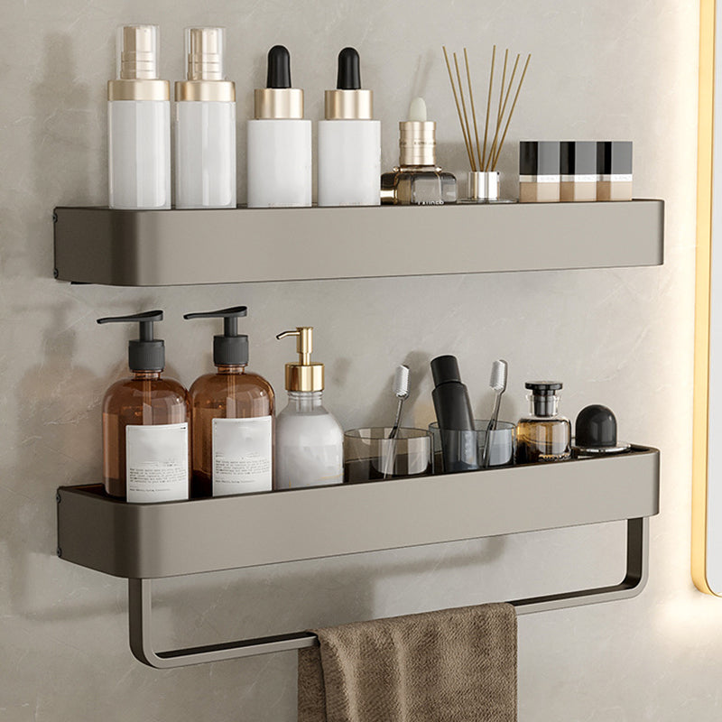 Contemporary Aluminum Bathroom Accessory Set Gray Bath Shelf