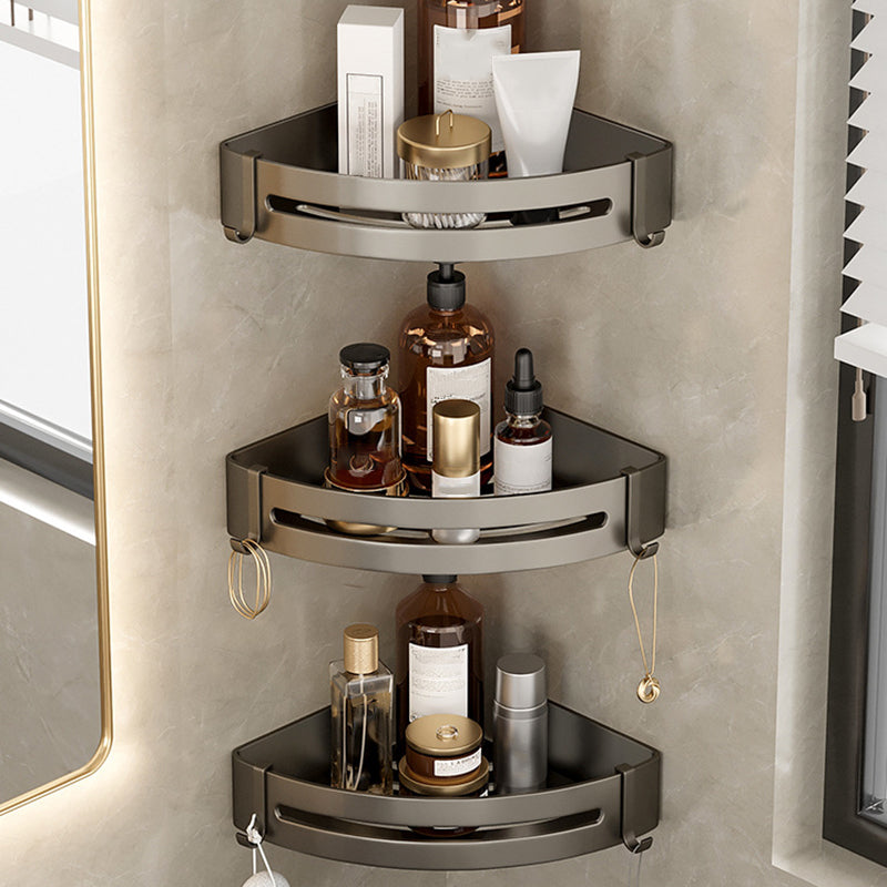 Contemporary Aluminum Bathroom Accessory Set Gray Bath Shelf